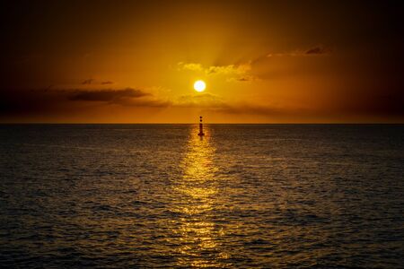 Ocean's sunset at San AndrÃ©s Island, Colombia.の写真素材
