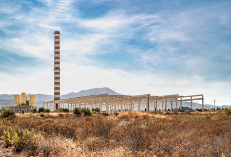 Huge unfinished industrial plant near Cagliari, Sardinia, Italy.の写真素材