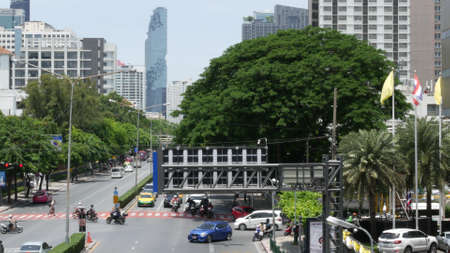 BANGKOK, THAILAND - 13 JULY, 2019: Mahanakhon King Power skyscraper in modern Sathorn financial...