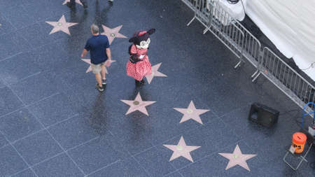 LOS ANGELES, CALIFORNIA, USA - NOV 7, 2019: Walk of fame promenade on Hollywood boulevard in LA....