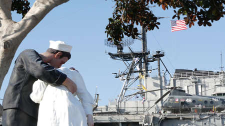 SAN DIEGO, CALIFORNIA USA - 23 FEB 2020: Unconditional Surrender Statue, USS Midway Museum. Symbol...