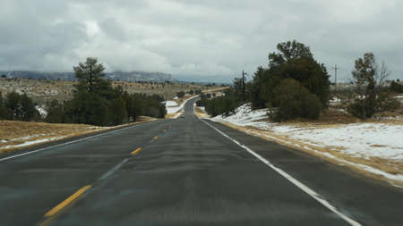 Road trip in USA from Zion to Bryce Canyon, driving auto in Utah. Hitchhiking traveling in America,...
