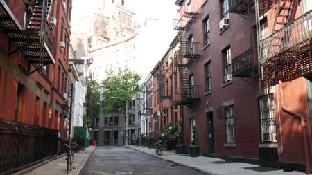 New York City classic building architecture. Urban residential house exterior. Real estate property...