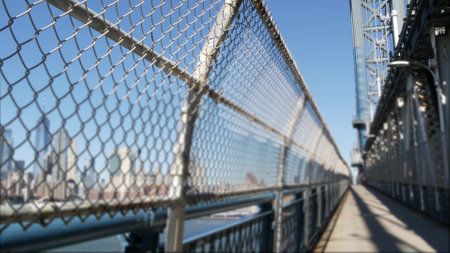 New York City Manhattan Bridge to Brooklyn Dumbo. USA travel destination. Architecture of United...
