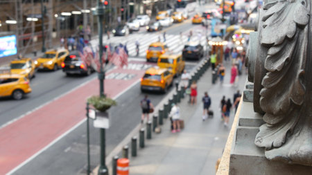 New York City Grand Central Terminal railway station, 42 street. Manhattan Midtown. Yellow taxi cab...
