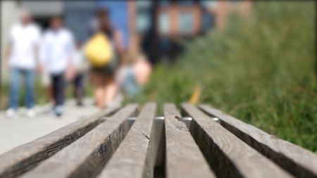 New York City High Line elevated greenway, Manhattan Midtown, USA. People in urban public park....