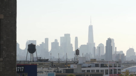 New York City, United States - 3 Sept 2023: Manhattan downtown financial district skyline cityscape....