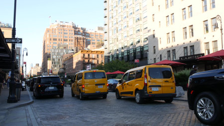 New York City, United States - 2 Sept 2023: Manhattan Midtown street in Chelsea, 9 avenue crossroad...
