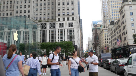New York City, United States - 11 Sept 2023: Manhattan Midtown, Fifth 5 avenue, 5th ave near Central...