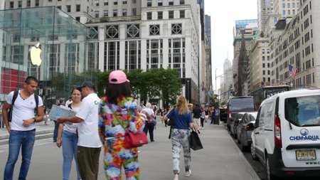 New York City, United States - 11 Sept 2023: Manhattan Midtown, Fifth 5 avenue, 5th ave near Central...