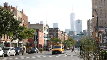 New York City, United States - 10 Sept 2023: Manhattan Greenwich Village street, Sixth 6 Americas...