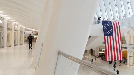 New York City, United States - 10 Sept 2023: World Trade Center Oculus building. Manhattan Downtown...