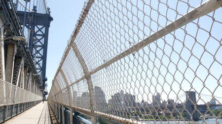 New York City, United States - 14 Sept 2023: Manhattan Bridge, Brooklyn Dumbo. USA travel...