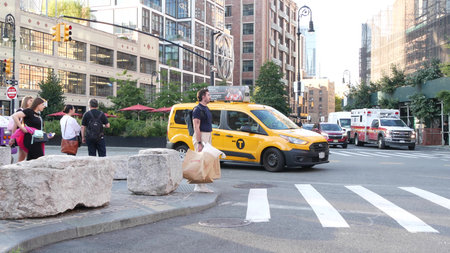 New York City, United States - 2 Sept 2023: Manhattan Midtown street, Chelsea, 9 avenue. Meatpacking...