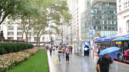 New York City, United States - 13 Sept 2023: Manhattan Midtown, Fifth 5 avenue. 42 street...