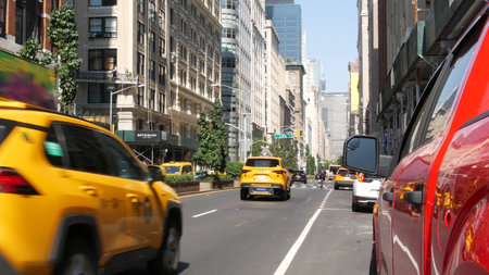 New York City, United States - 6 Sept 2023: Manhattan Midtown street, Park avenue near Madison...