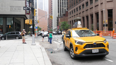 New York City, United States - 9 Sept 2023: Manhattan Downtown Financial District Water street...
