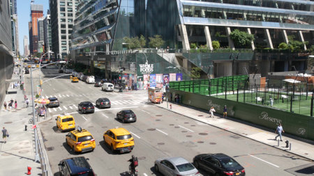 New York City, United States - 1 Sept 2023: Hudson Yards urban architecture, High Line in Chelsea,...