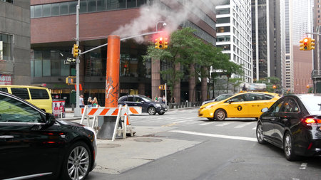 New York City, United States - 9 Sept 2023: Manhattan Downtown Financial District Water street...