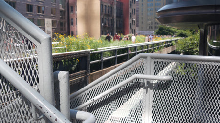 New York City, United States - 1 Sept 2023: High Line elevated greenway, Manhattan Midtown, USA....