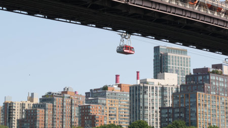 New York City Manhattan Midtown, Queensboro bridge architecture in United States. Urban public...