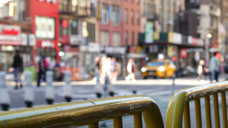 Manhattan Midtown street New York City, United States. Crossroad near Port authority bus terminal....