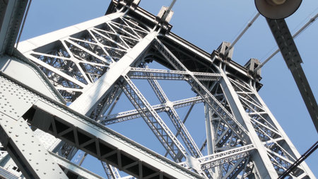 Williamsburg Bridge from Manhattan to Brooklyn, New York City, USA. Architecture of United States,...
