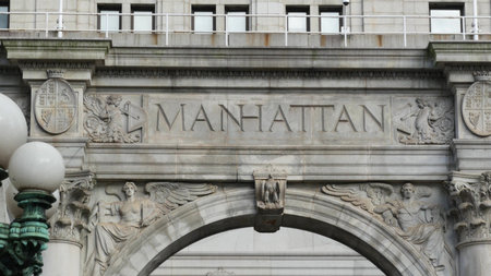 New York City Downtown Civic Center, United States of America. Manhattan municipal building 1914,...