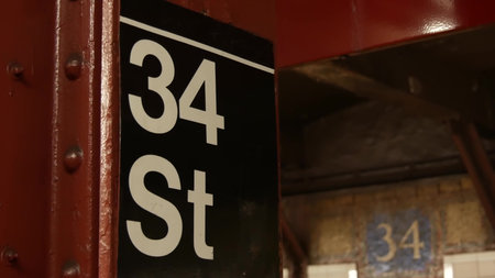 New York City Manhattan Midtown subway platform, 34 street metro near Herald Square and Penn...