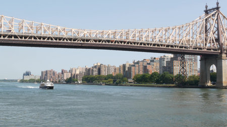 New York City Manhattan Midtown, Queensboro bridge architecture in United States. Urban transport...
