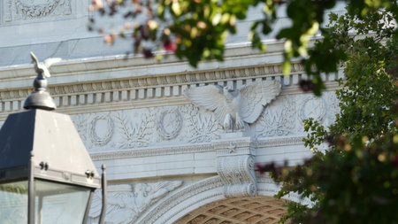New York City Manhattan Washington Square Park arch, United States. Marble historic monument...