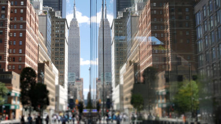 Manhattan Midtown straight street New York City, United States of America. Empire State Building...