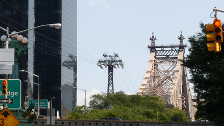 New York City Manhattan Midtown, Queensboro bridge architecture in United States. Urban transport...
