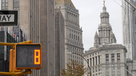 New York City Downtown Civic Center, United States of America. Manhattan municipal building 1914,...