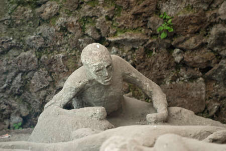 (Some plaster casts of victim of the eruption still in actual Pompeii)The city is mainly famous for the ruins of the ancient city of Pompeii, located in the frazione of Pompei Scavi.の写真素材