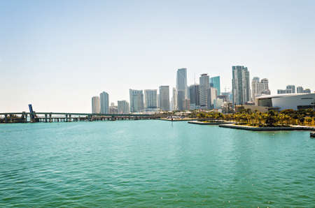 Panoramic view of the downtown Miami skyline, Florida, USA.のeditorial素材