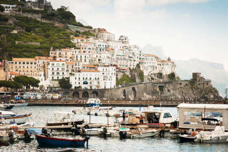 Amalfi coast and harborのeditorial素材