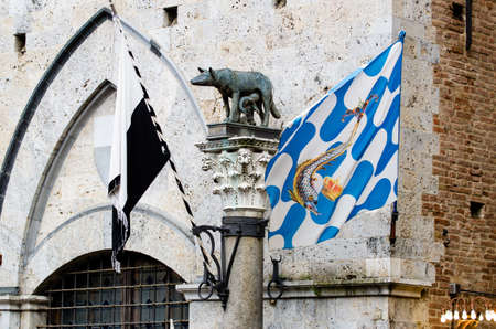 Palace with flags Palio of the different Siena contrades
Romulus and Remus suckled by the wolf, is the symbol of the city of Siena, besides the city of Romeのeditorial素材