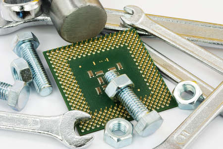 computer and mechanical fusionの写真素材