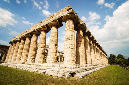 Temple of Hera the famous Paestum archaeological  site . Italyの写真素材