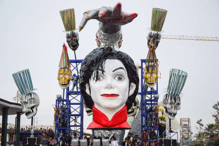 Viareggio, Italy - February 24, 2010: Parade float During The Carnival of Viareggio on the Tuscany Italy. The theme is the death of pop singer Michael Jacksonのeditorial素材