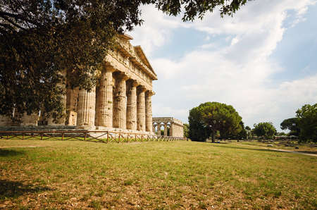 Archaeological  site of Paestum , Temple of Neptune . Italyの写真素材