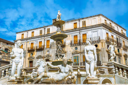 Piazza Pretoria also known as Piazza of Shame is a few meters from the Quattro Canti, the exact center of the historic city of Palermo. Italyの写真素材