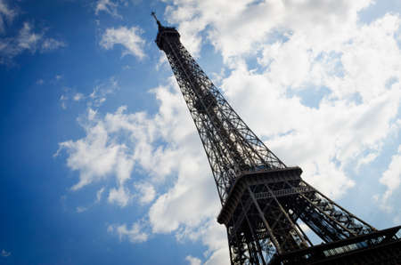 The Eiffel Tower in the blue sky of Paris
