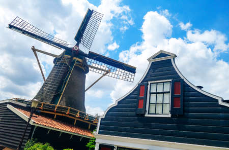 old windmill by amstel in Amsterdam Netherlandsの写真素材