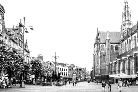 Haarlem, Netherlands 06-16-2016:  The Grote Kerk or St.-Bavokerk is a Protestant church and former Catholic cathedral located on the central market square in the Dutch city of Haarlem.のeditorial素材