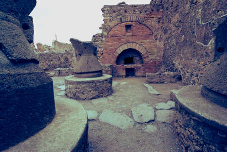 Ancient bread ovens in the city of Pompeii. Italyの写真素材