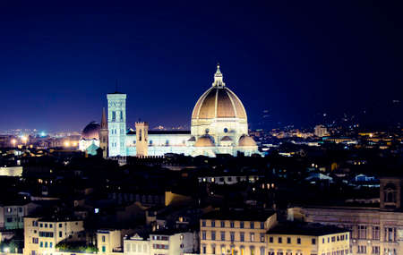 Florence Duomo Santa Maria del Fiore at nightの写真素材