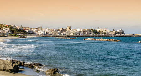 Ischia Island, landscape with beach of Forioの写真素材