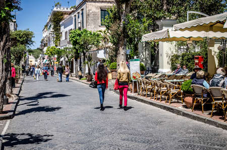 Street scene with shops in Ischia Italyのeditorial素材